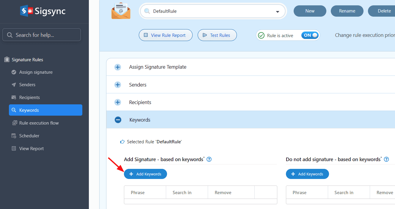 Add Keywords add-keywords