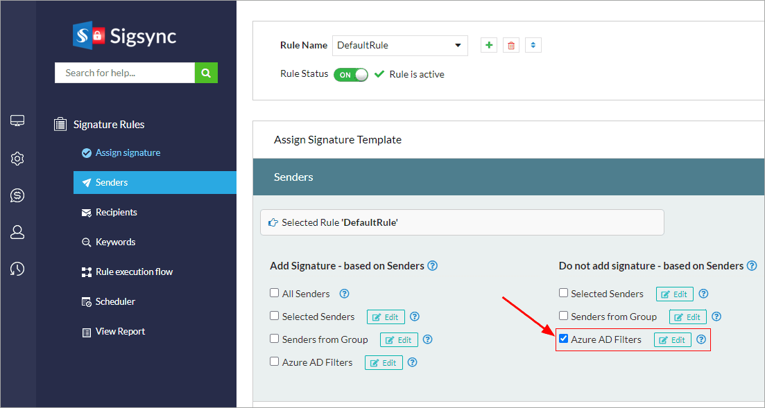 Do-not-signature-based-on-Azure-AD-filters