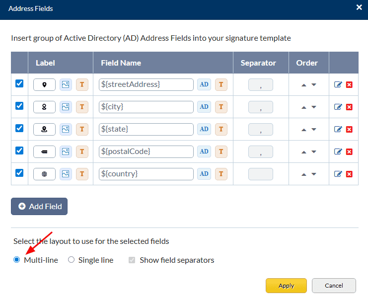 Fields will displayed in multiline Fields will displayed in multiline