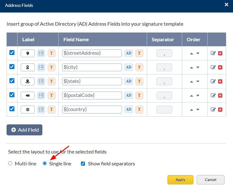 Fields will displayed in singleline Fields will displayed in singleline