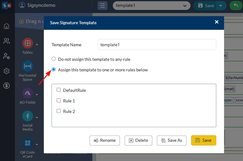assign signature to rule assign signature to rule