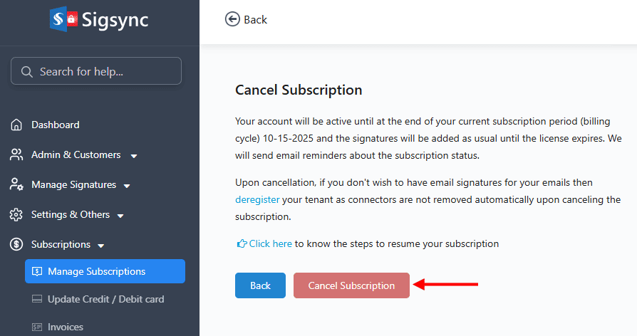 Cancel Subscription cancel-subscriptions
