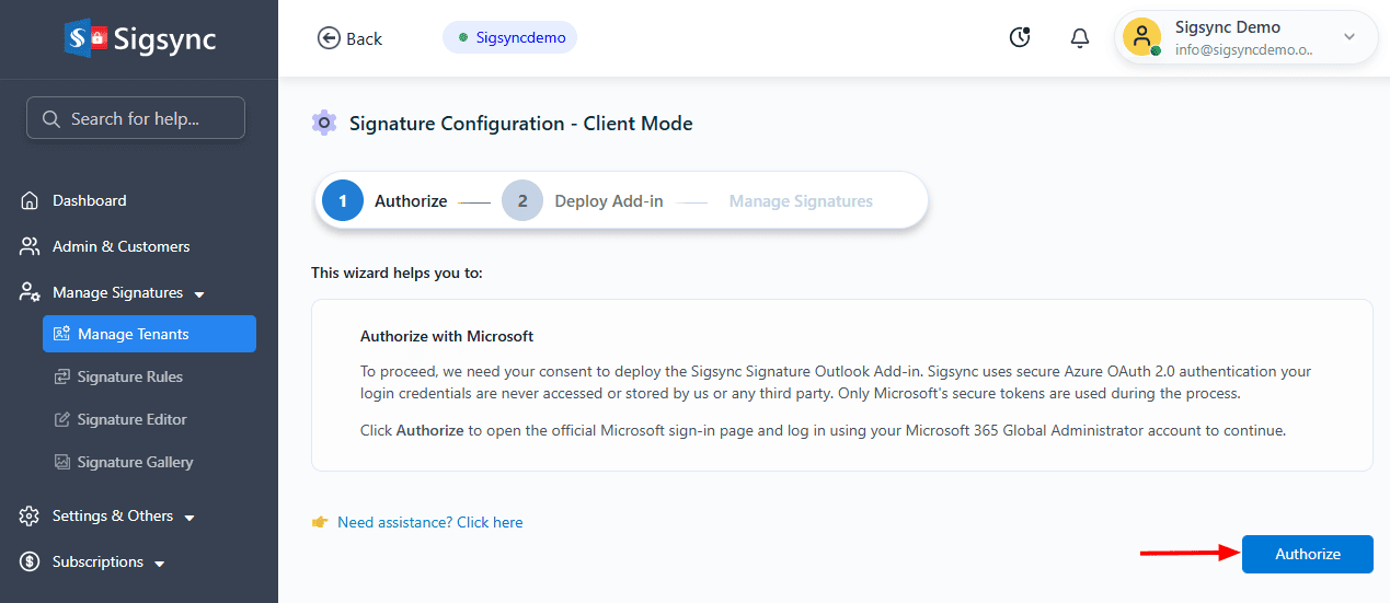 Click Authorize Click Authorize