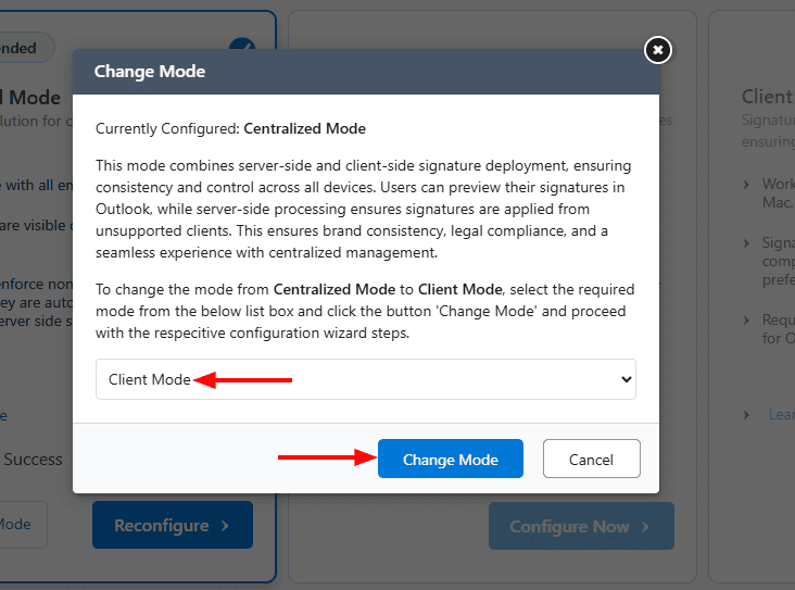 Click Change Mode Button Click Change Mode Button