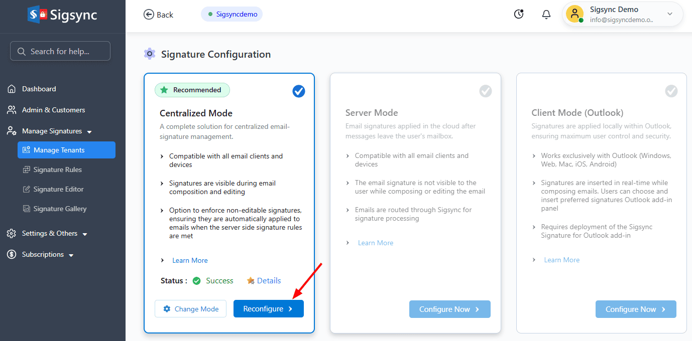 Click Reconfigure Button Click Reconfigure Button