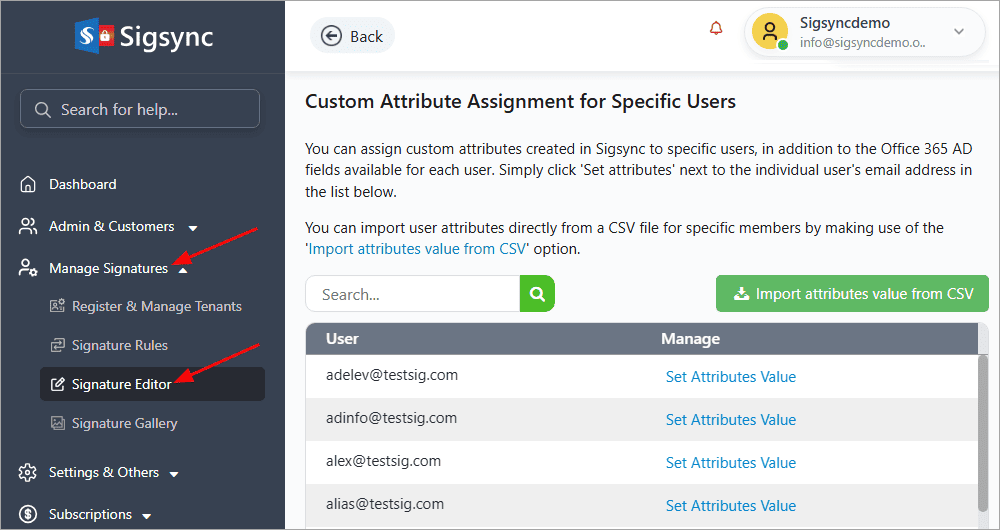 Manage signatures Manage signatures