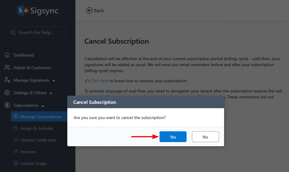 confirm cancel reseller-dashboard