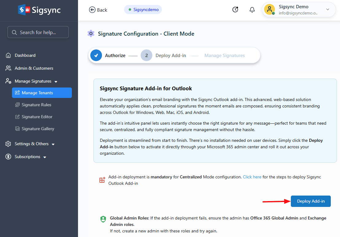 Deploy Add-in Deploy Add-in