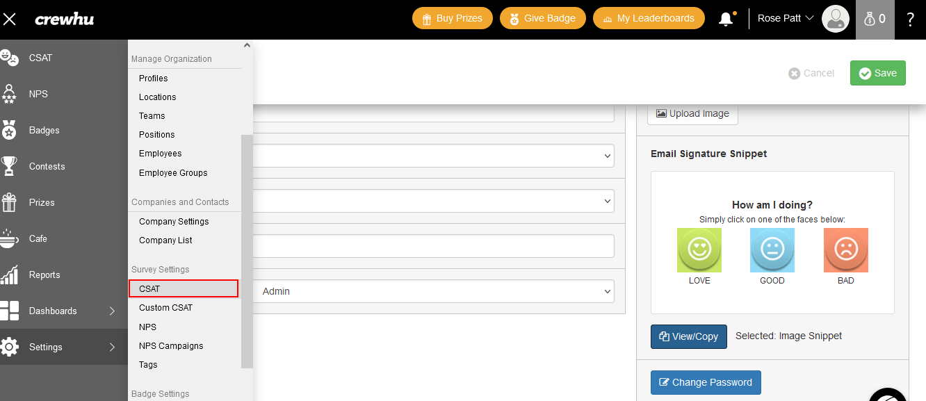 crewhu-survey-settings crewhu-survey-settings
