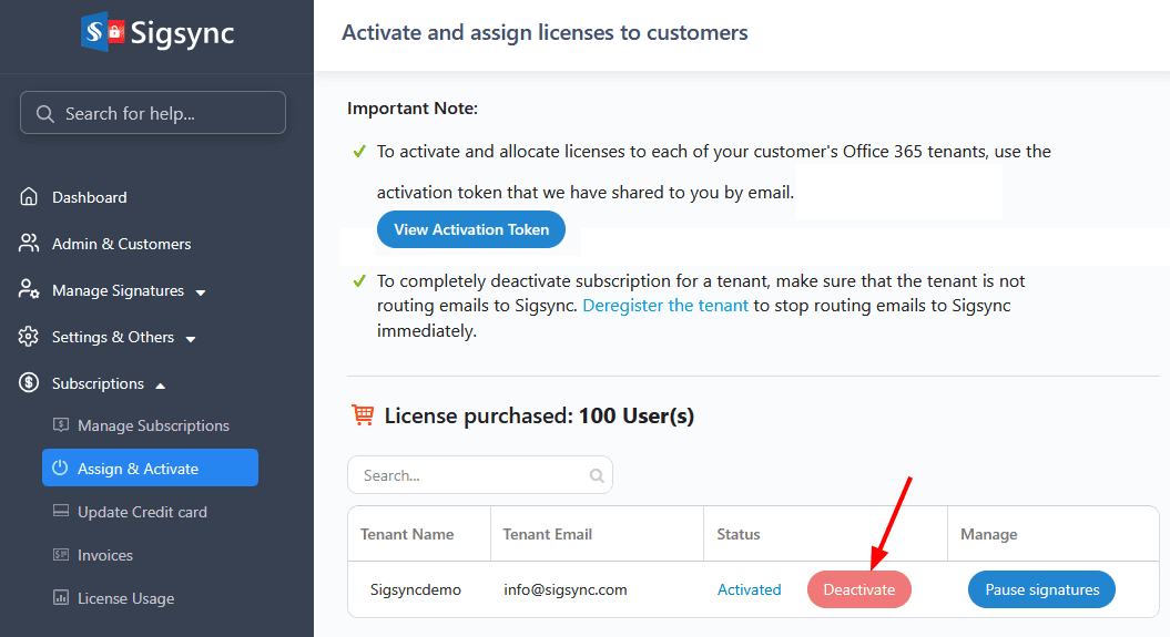 deactivate reseller-license-assign