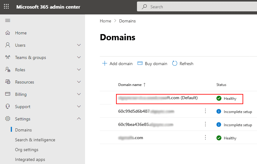 click on domain name click on domain name