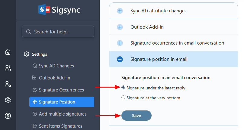 Signature position Signature position