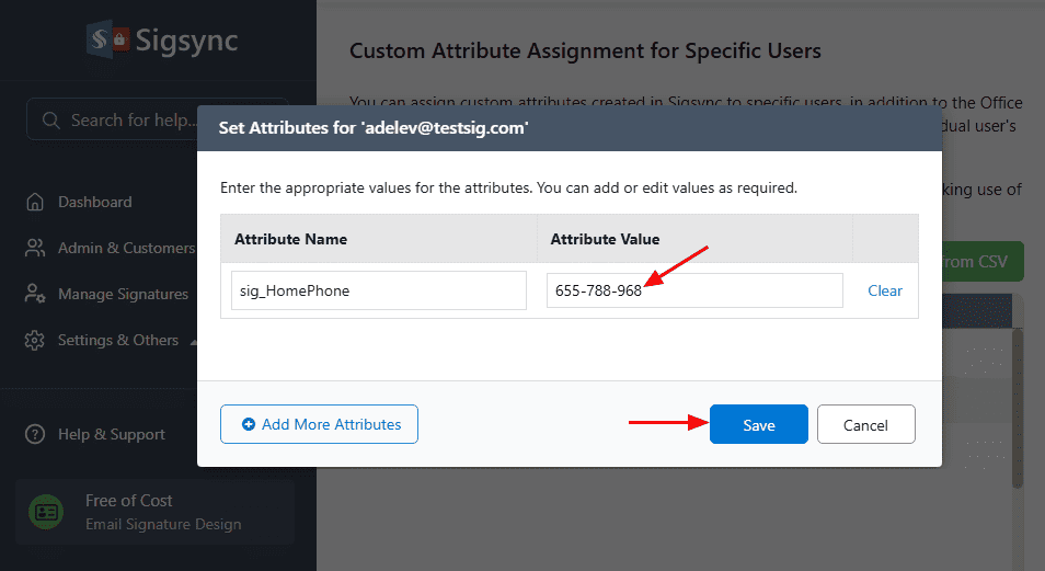 Enter the attributes value Enter the attributes value