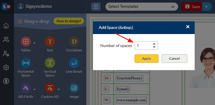 Enter the number of spaces Enter the number of spaces