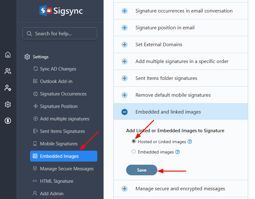 Hosted or embedded Images