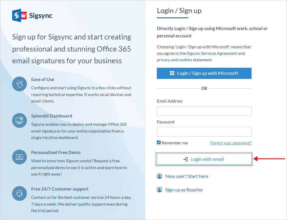 Login with Email