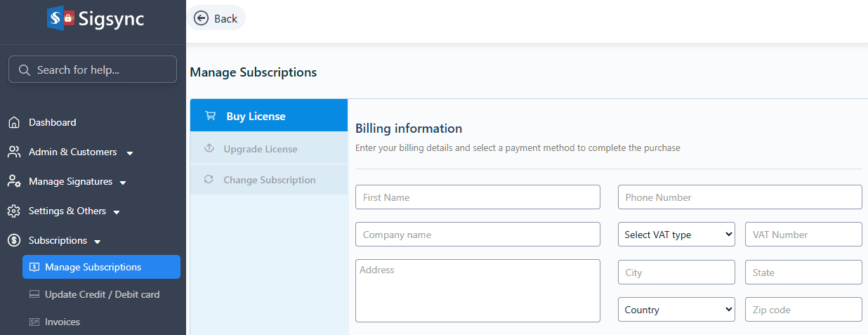 billing details billing details