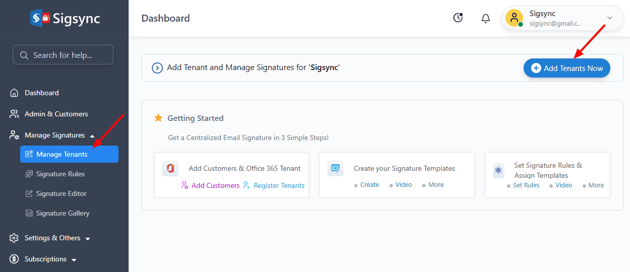 Register Tenant Under Reseller