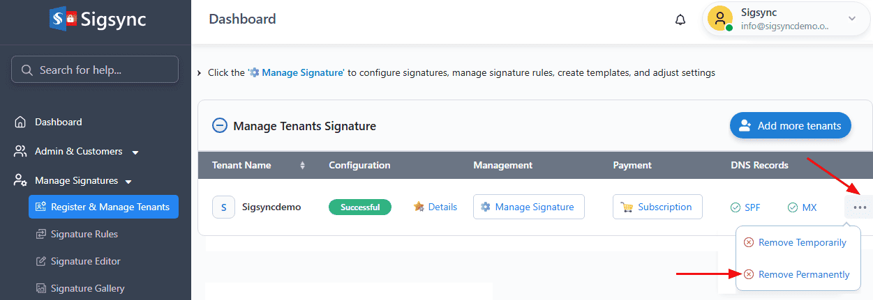 Remove Tenant Permanently Remove Tenant Permanently