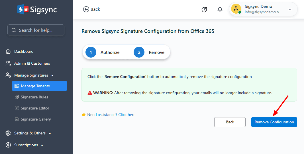 Remove Configuration Remove Configuration