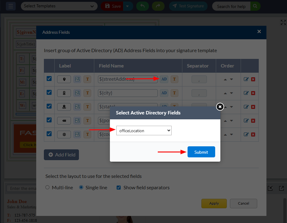 Replace address field AD Replace address field AD the image icon