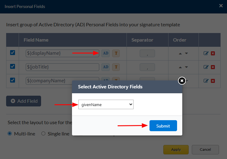 Replace existing AD fields Replace existing AD fields