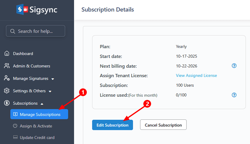 reseller subscription details page reseller-subscriptiondetails-page