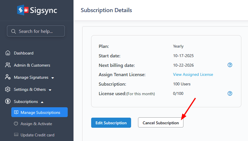 Cancel subscription Cancel subscription