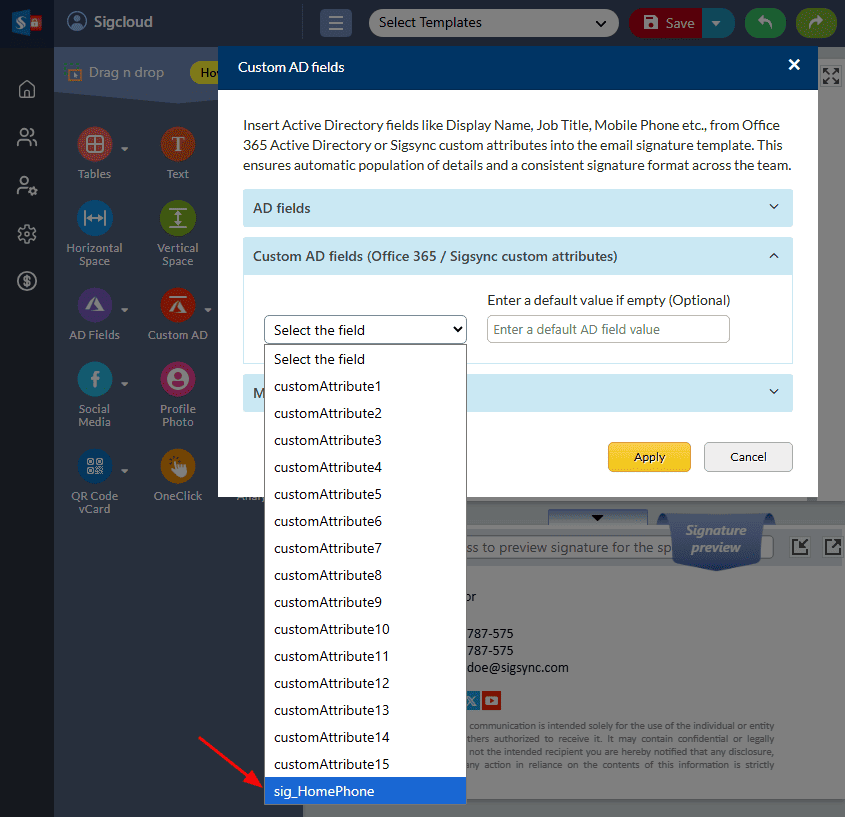Select the custom user attribute Select the custom user attribute