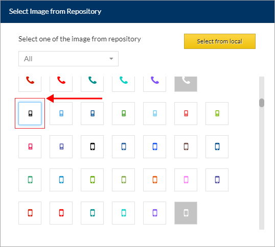 Select required icon from repository