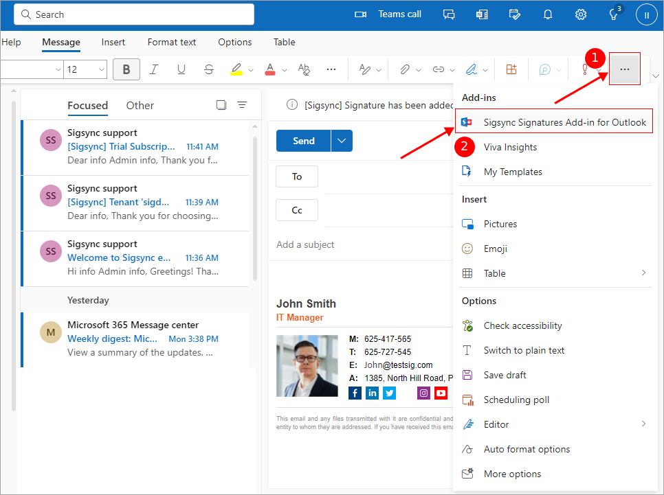 Sigsync Signatures Add-in for Outlook