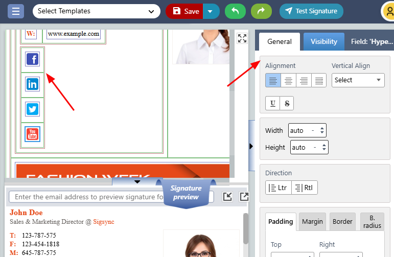 Social media component properties Social media component properties