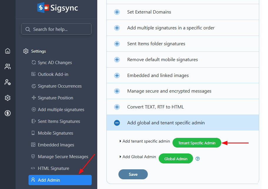 Tenant specific admin tenant-specific-admin