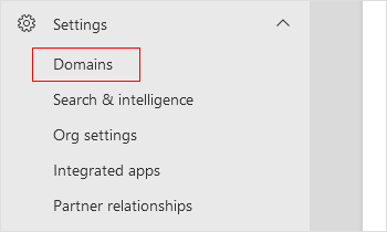 Select Domains on Office 365 Admin center