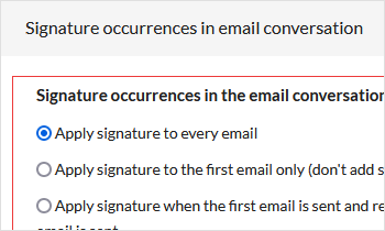 Different signatures to new and subsequent emails
