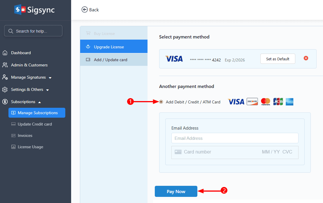 Update Payment Method update-payment