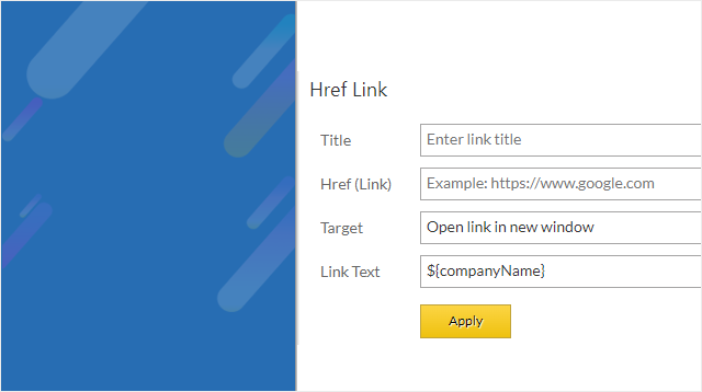 Add hyperlink to Email Signature field