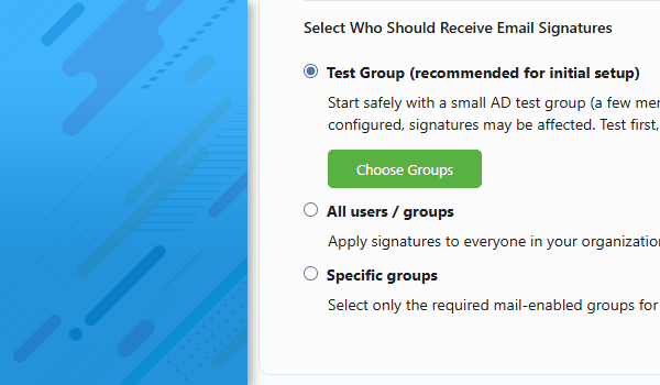 Set up Email signatures for a specific Active Directory group